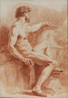 Naked Man with his Left Hand on a Vase