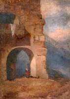 Italian Peasant in Stone Archway