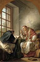 Life of St. Gregory - St. Gregory Dictating His Homilies to a Secretary (study)