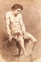 A Nude Youth Seated on a Plinth