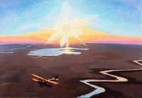 Flying over the Desert at Sunset, Mesopotamia