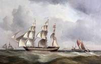 Three-Masted Ship near a Lighthouse