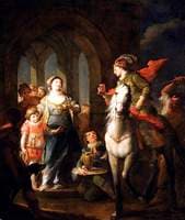 Edward Martyr Being Stabbed in the Back in the Presence of Elfredo at Corfe Castle