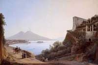 View of Naples with Castel dell'Ovo and Mount Vesuvius seen from the Salita di San' Antonio