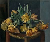 Tulipes jaunes sur un tabouret