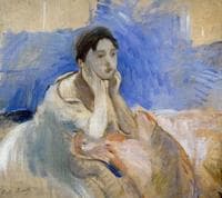Young Woman Leaning on Her Elbows