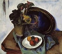Still Life with Begonia, Tray and Apples