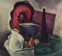Still Life with a Red Tray, Beer Bottle and Pipe