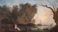 Sunset:  View over a Bay with Figures