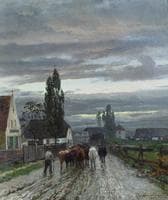 Farmer Driving Cattle to Market on a September Morning