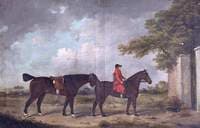 Man on Horseback, Leading a Horse, and a Dog