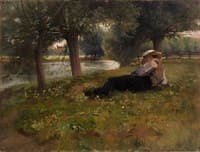 Man Reclining by a Stream