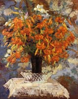 Still Life with Day lilies in a Lattice-Work Bowl