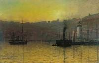 Nightfall in Scarborough Harbour, North Yorkshire
