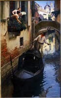 Barcarola - The Boatman on a Canal, Venice, Italy