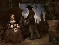 A Young Couple and a Boy in a Garden