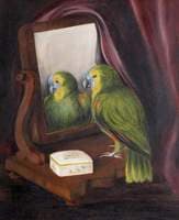 Miss Chichester's Parrot, 'Polly', in front of a Mirror