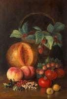 Still Life of Assorted Soft Fruits and a Basket