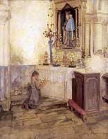 Girl Praying in Church