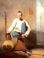 Chinese Barber Outside the American Factory in Canton (Guangzhon), China