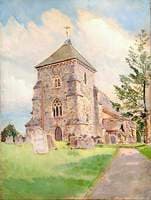 Exterior View of West End of Unidentified Church in East Surrey