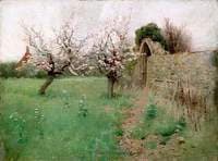 Wall with Arched Gateway Opening on to a Field with Trees, the Entrance to Oxted Church