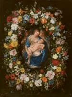 Garland with the Virgin, the Christ Child and Two Angels