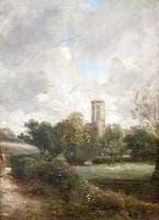 An East Anglian Landscape with a Church Tower