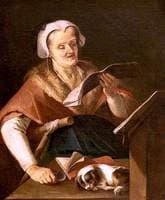 An Old Woman Singing, and a Dog