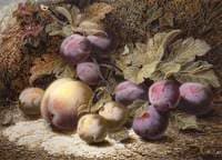 Still Life with Peach and Plums