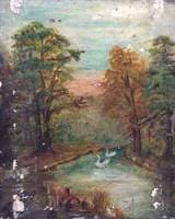 Trees, a Lake and Swans