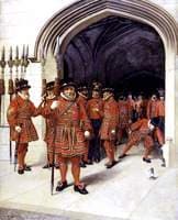 The Yeoman of the Guard Searching the Crypt of the Houses of Parliament, London