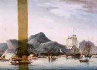 The 'Resolution' and 'Discovery' off Hawaii