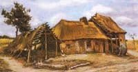 Farmhouse with a stooping Peasant-woman in a Blue Dress