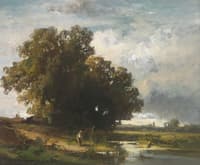 Evening Landscape with a Pond