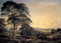 A Woodland Scene with a Wagon Drawn by Two Horses
