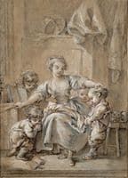 A Young Mother Threatening a Child with a Rod