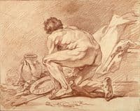 Academic Nude Bent and Seen from Behind
