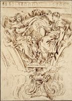 Study of a Decorative Design with a Portrait between the Muse Clio and the Allegory of Fame