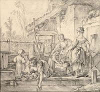 Washerwomen in Front of a Farmhouse