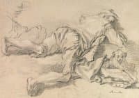 Study of Two Male Figures and a Dog