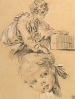 Sheet of studies (Head of a Boy & a Girl Opening a Bird Cage)