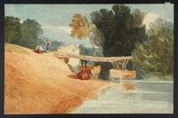 Cows at a Pool with Wooden Bridge