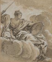 An Allegorical Figure with a Mirror on a Cloud