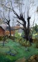 Garden Scene with Two Doves
