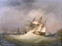 A Frigate off a Rocky Coast