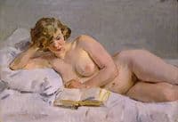 Reclining Female Nude Reading