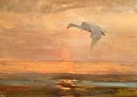 Flying Swan at Sunset