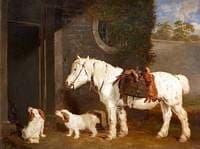 'Scrub', a Shooting Pony Aged 30, and Two Clumber Spaniels