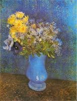 Bouquet of Flowers in a Blue Vase